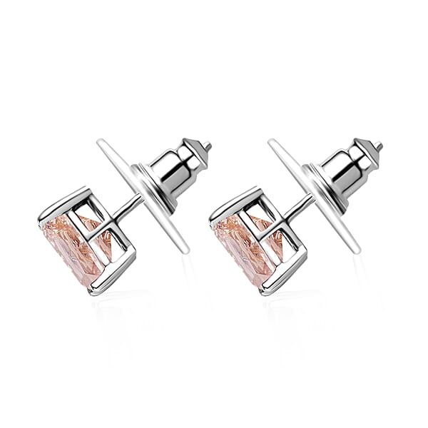 Premium Marropino Morganite 4.25 Ctw Solitaire Stud Earrings In Platinum Over Sterling Silver (Del. In 10-12 Days)