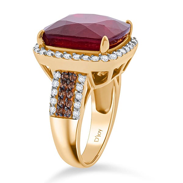 Premium Niassa Ruby (FF) And Multi Gemstone 21.90 Ctw Royal Reflection Ring In 18K Vermeil Yellow Gold Over Sterling Silver