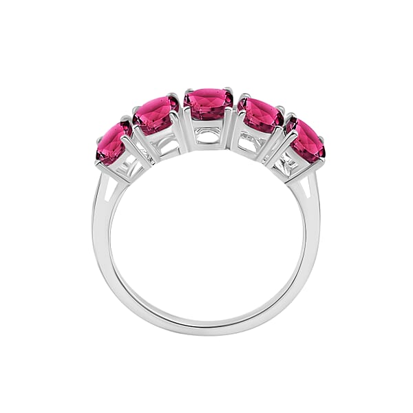 Premium Ouro Fino Rubellite 2.25 Ctw 2.30 Ctw 5 Stone Ring In Platinum Over Sterling Silver (Del. In 10-12 Days)