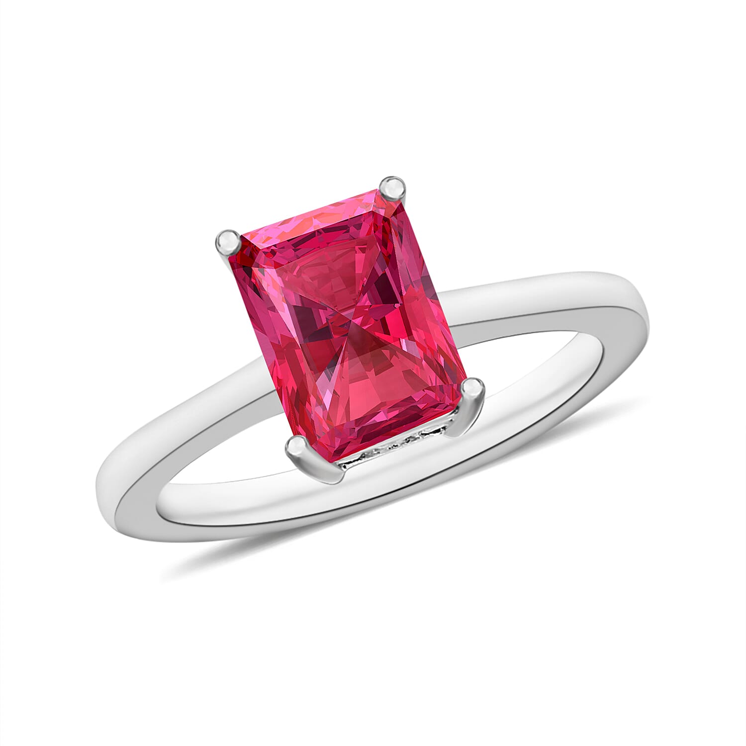 Premium Ouro Fino Rubellite Solitaire Ring in Platinum Over Sterling Silver 1.35 ctw (Del. in 10-12 Days)