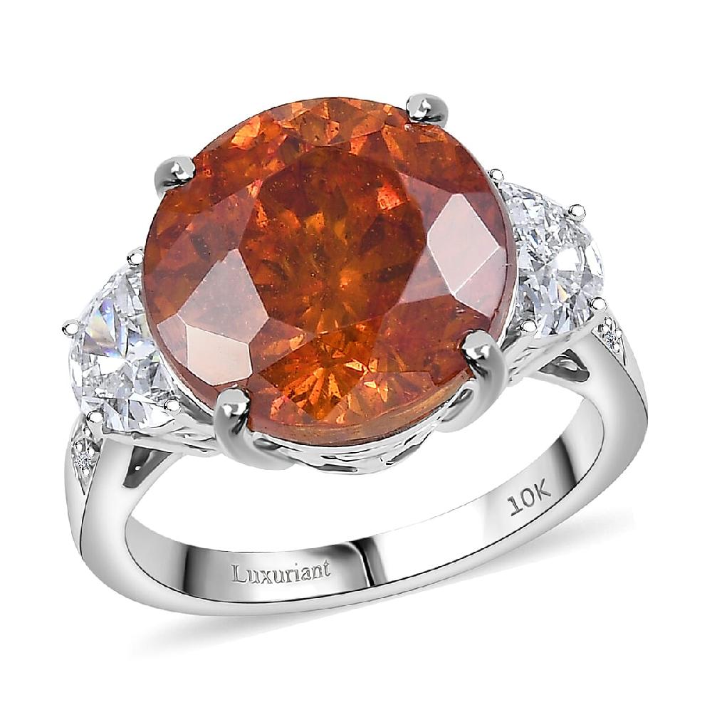 Premium Picos Altos Sphalerite and E-F VS Luxuriant Lab Grown Diamond 12.35 ctw Flare Arc Ring in 10K White Gold