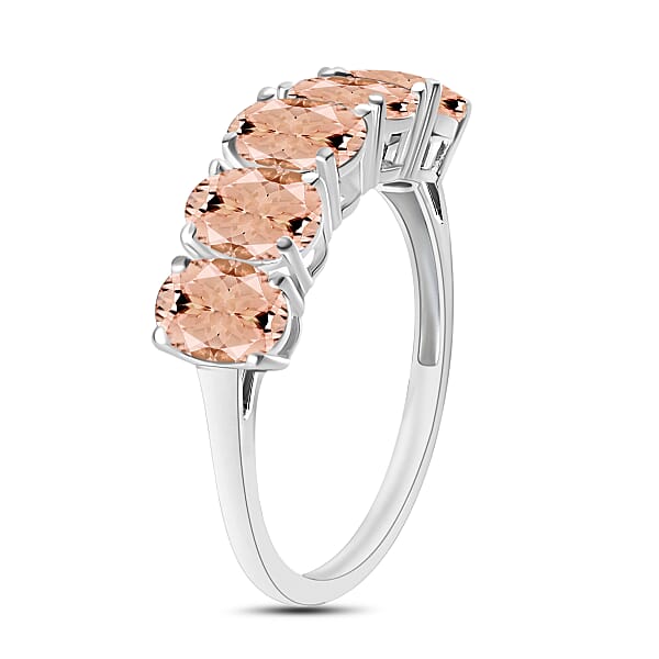Premium Pink Morganite 5 Stone Ring In Platinum Over Sterling Silver 2.75 Ctw (Del. In 10-12 Days)