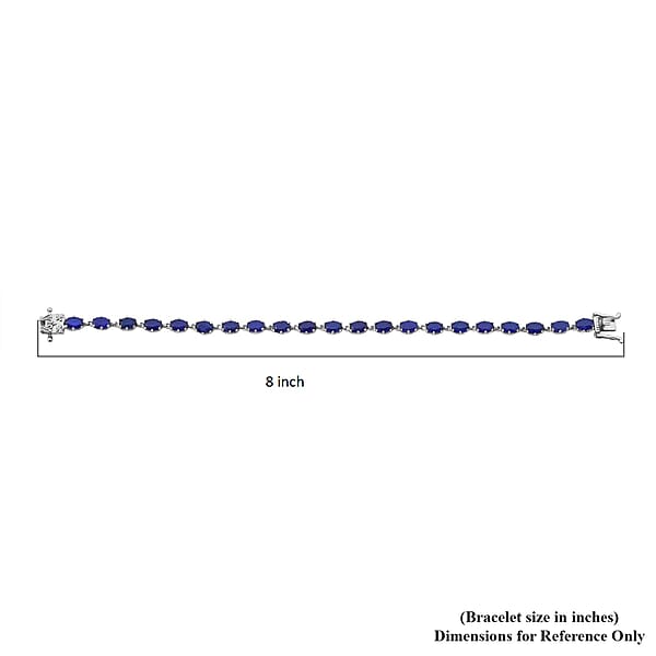 Premium Tanzanian Blue Spinel (DF) 10.15 Ctw Crown Bracelet In Rhodium Over Sterling Silver (6.50 In)