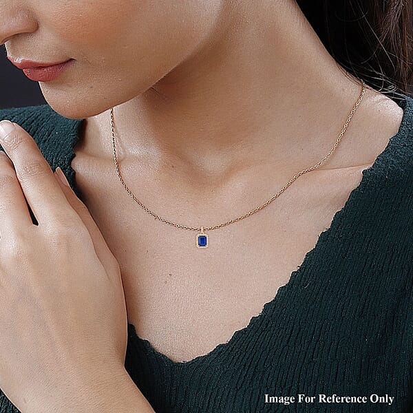 Premium Tanzanian Blue Spinel (DF) And Luxuriant Lab Grown Diamond G-H SI 4.30 Ctw Majestic Halo Pendant Necklace In 10K Yellow Gold 18 Inches