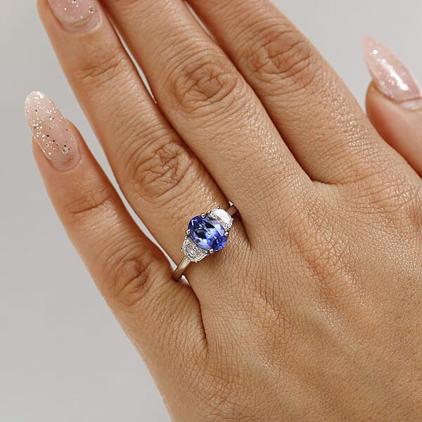 Premium Tanzanite And Luxuriant Lab Grown Diamond E-F VS 2.15 Ctw Ring In 950 Platinum (Size 10.0)