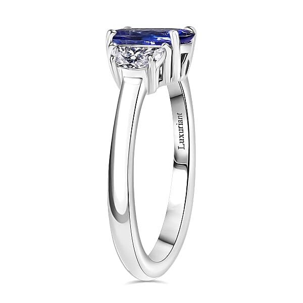 Premium Tanzanite And Luxuriant Lab Grown Diamond E-F VS 2.15 Ctw Ring In 950 Platinum (Size 7.5)