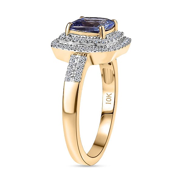 Premium Tanzanite And Luxuriant Lab Grown Diamond G-H SI 2.05 Ctw Regal Radiance Ring In 10K Yellow Gold