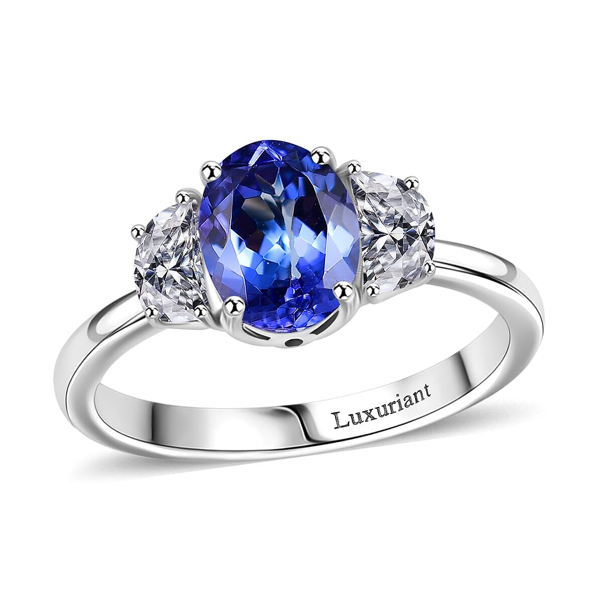 Premium Tanzanite and Luxuriant Lab Grown Diamond E-F VS 2.15 ctw Ring in 950 Platinum (Size 8.5)