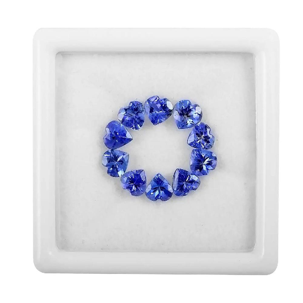 Premium Tanzanite Set of 10 (Hrt 5 mm) 4.00 ctw