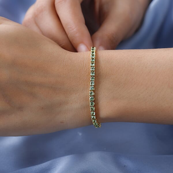 Premium Tsavorite Garnet Tennis Bracelet In Vermeil Yellow Gold Over Sterling Silver (7.25 In) 7.15 Ctw