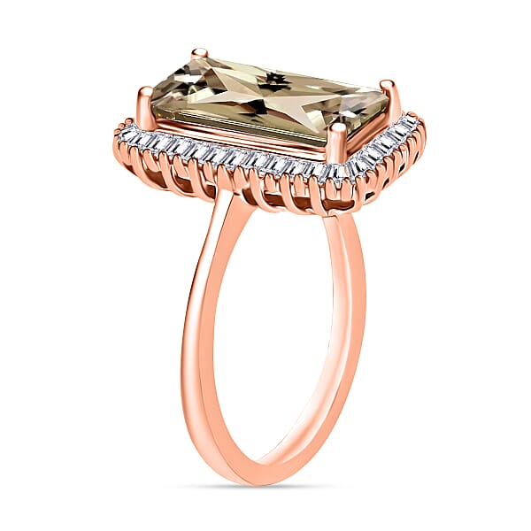 Premium Turkizite And Diamond 3.50 Ctw Ring In 18K Vermeil Rose Gold Over Sterling Silver (Size 10.0) (Del. In 10-12 Days)
