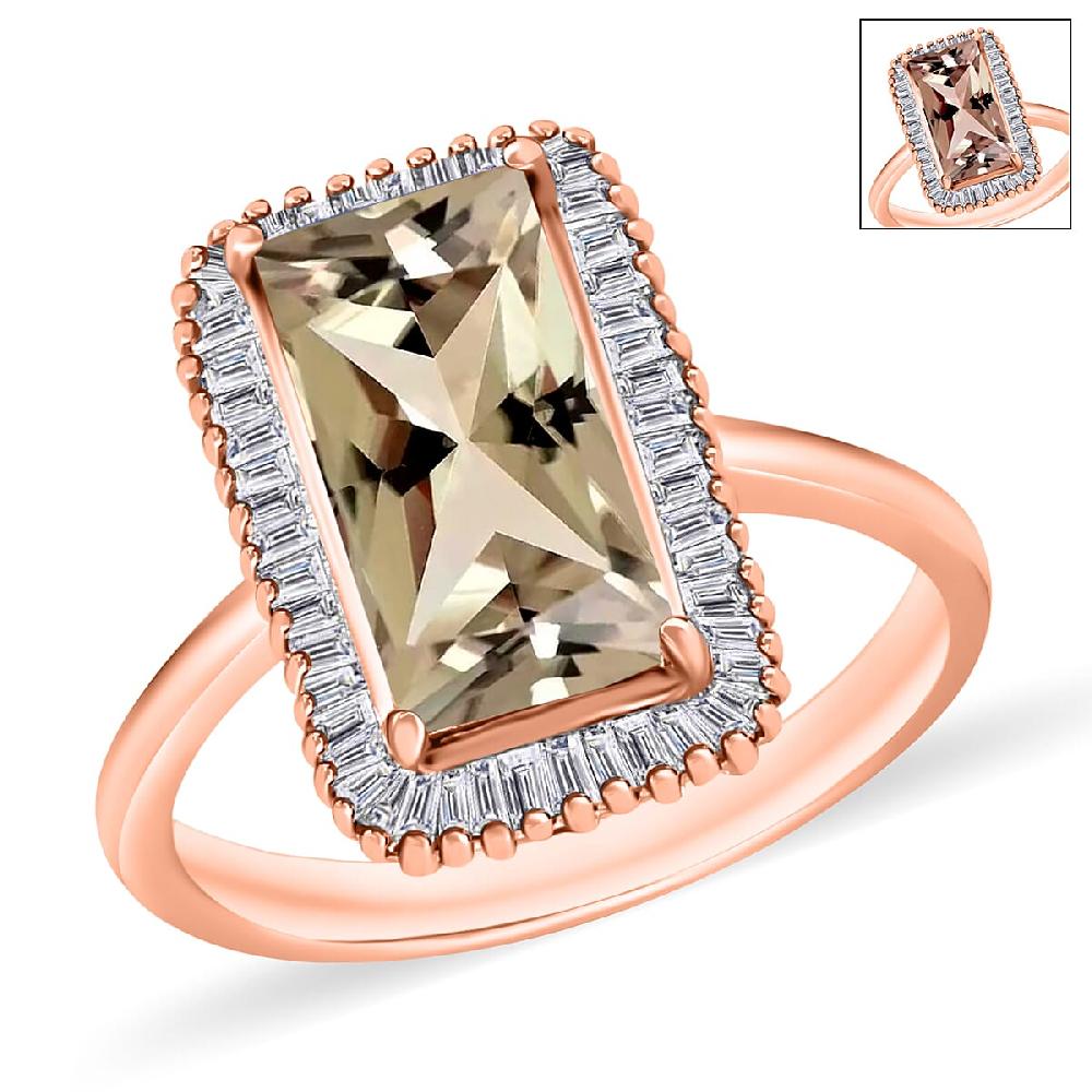 Premium Turkizite and Diamond 3.50 ctw Ring in 18K Vermeil Rose Gold Over Sterling Silver (Size 10.0) (Del. in 10-12 Days)