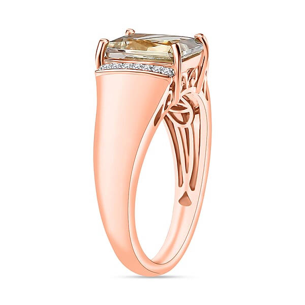 Premium Turkizite And Diamond 4.10 Ctw Ring In 18K Vermeil Rose Gold Over Sterling Silver (Size 10.0) (Del. In 10-12 Days)