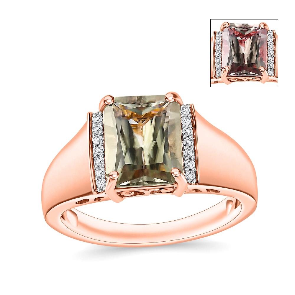 Premium Turkizite and Diamond 4.10 ctw Ring in 18K Vermeil Rose Gold Over Sterling Silver (Size 10.0) (Del. in 10-12 Days)