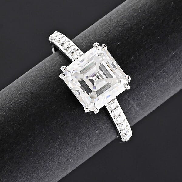 Princess Cut Moissanite 2.70 Ctw Ring In Sterling Silver