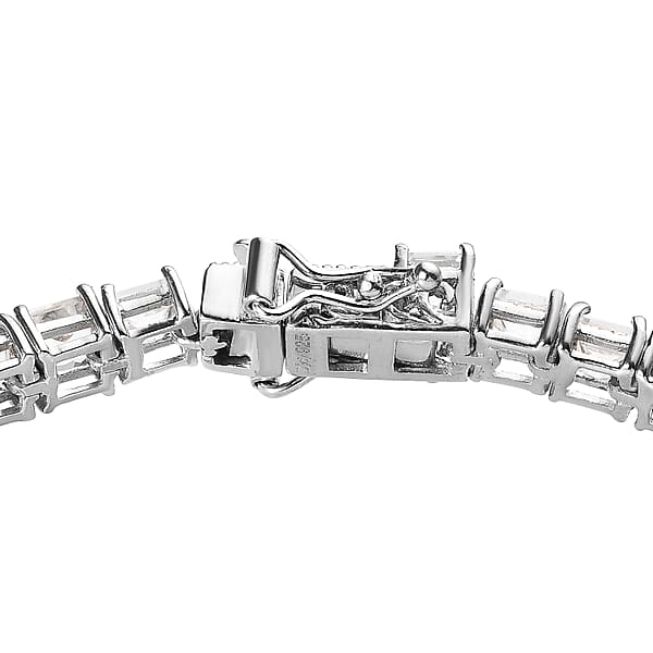 Princess Cut White Topaz Tennis Bracelet In Platinum Over Sterling Silver (7.25 In) 16.90 Ctw