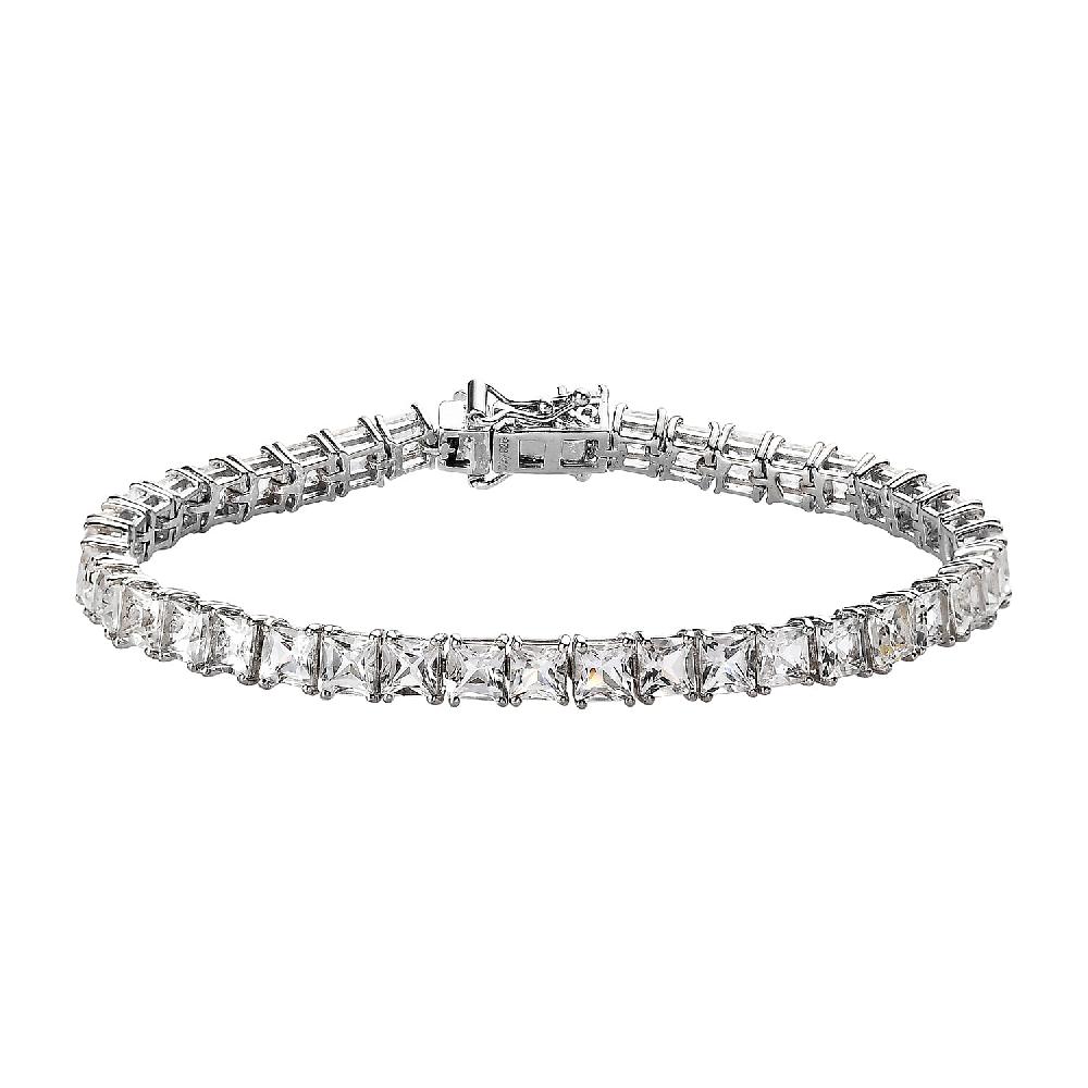 Princess Cut White Topaz Tennis Bracelet in Platinum Over Sterling Silver (7.25 In) 16.90 ctw