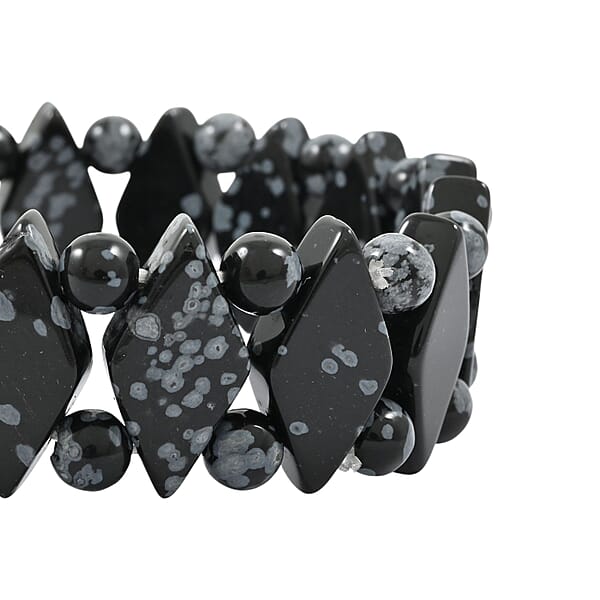 Princess Snowflake Obsidian 133.65 Ctw Stretch Bracelet (6-7In)
