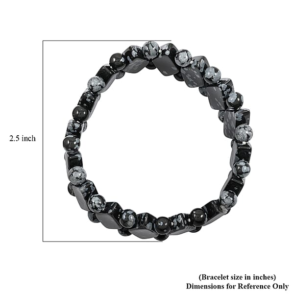 Princess Snowflake Obsidian 133.65 Ctw Stretch Bracelet (6-7In)