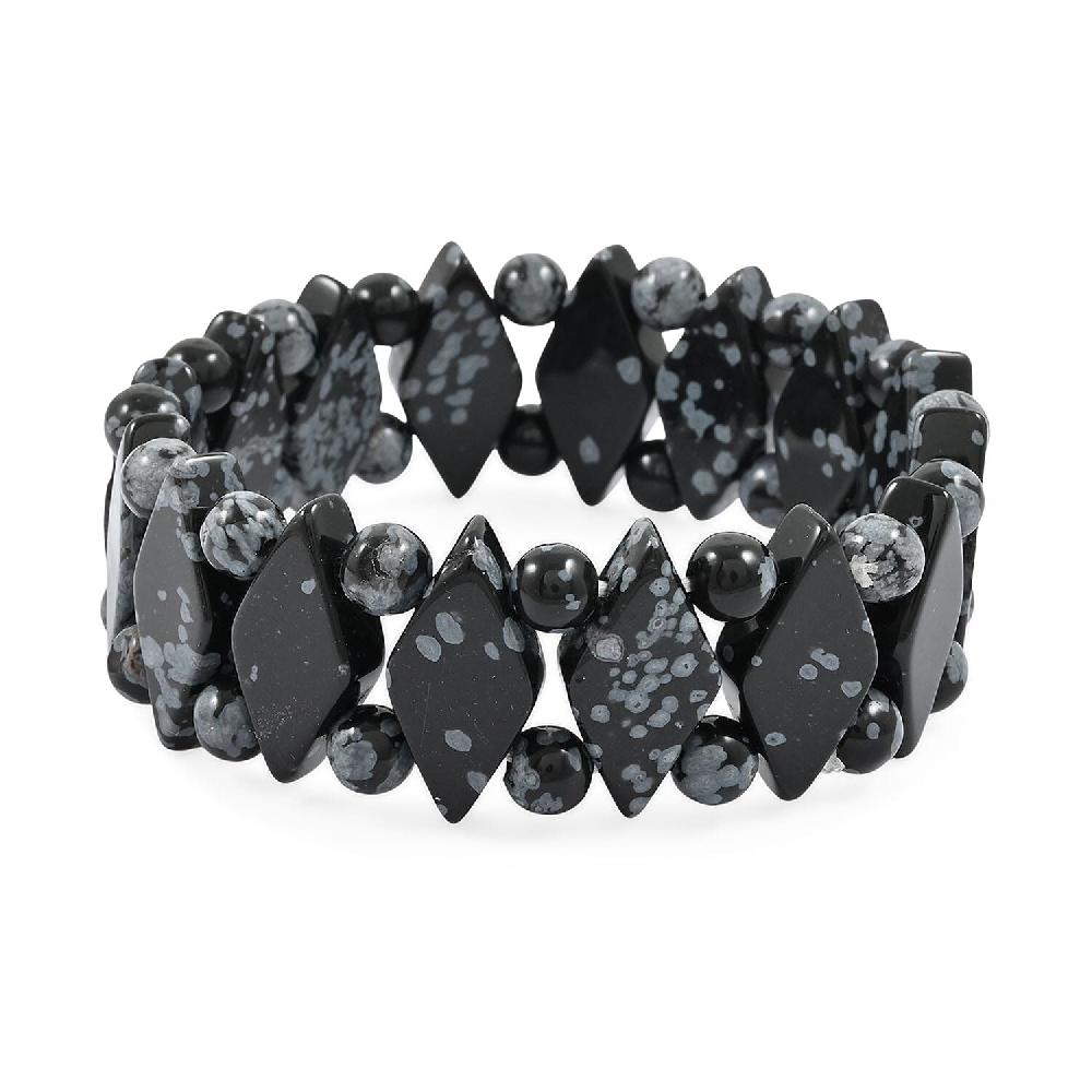 Princess Snowflake Obsidian 133.65 ctw Stretch Bracelet (6-7In)