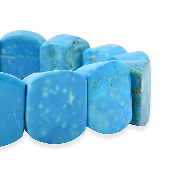 Puffy Dome Magnesite Turquoise 192.45 Ctw Stretch Bracelet
