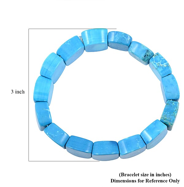 Puffy Dome Magnesite Turquoise 192.45 Ctw Stretch Bracelet