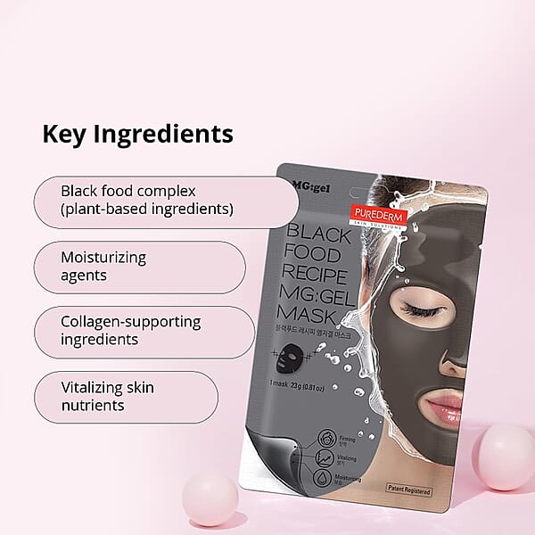 Purederm Set Of 6 Black Food Recipe MG Patent Gel Mask (1pk X6)