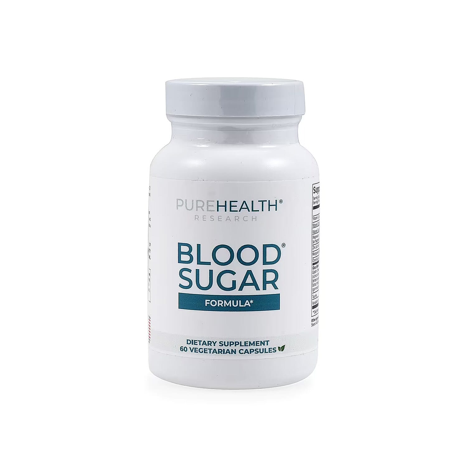PureHealth Research Blood Sugar Dietary Supplement 60 Vegetarian Capsules