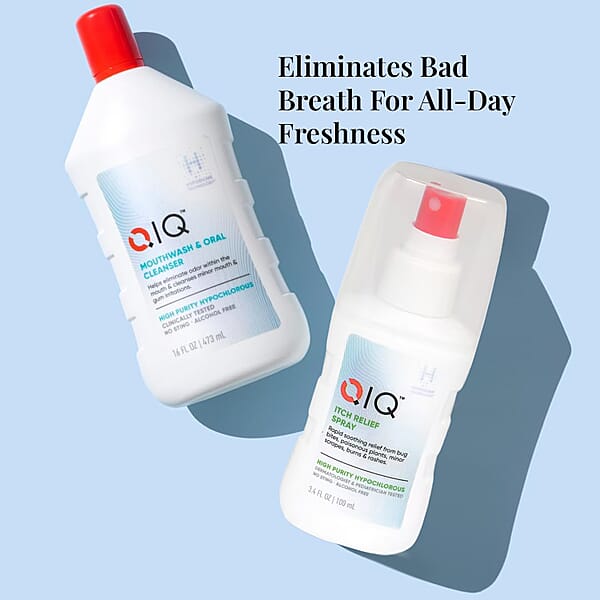 QIQ Mouthwash & Oral Cleanser (16oz) With Itch Relief Spray (3.4oz)