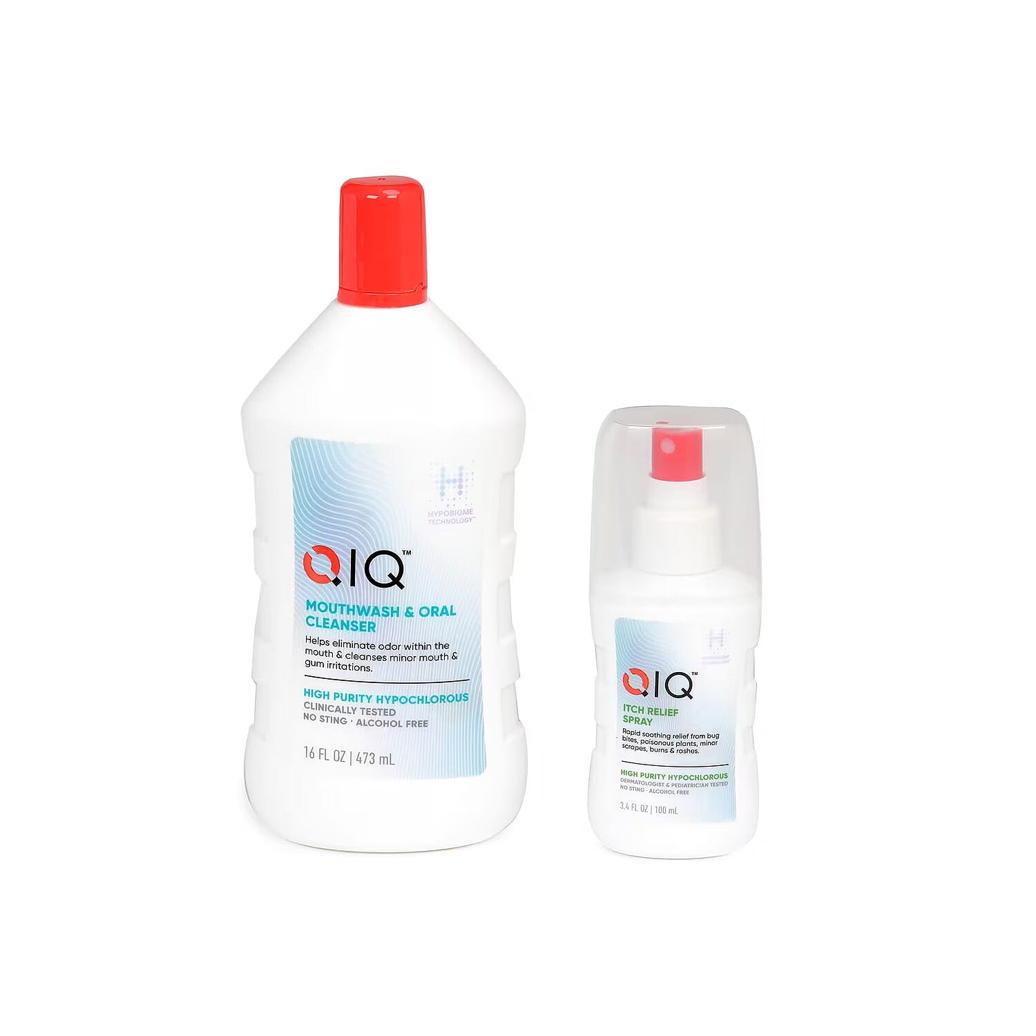 QIQ Mouthwash & Oral Cleanser (16oz) with Itch Relief Spray (3.4oz)