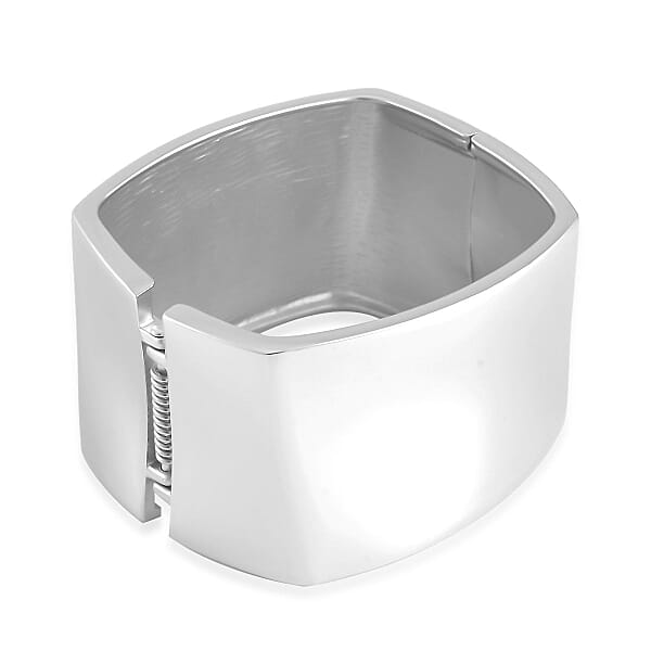 Quadrilateral Shape Bangle Bracelet In Silvertone (6.75 In)