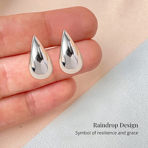 Raindrop Earrings In Platinum Over Sterling Silver 6.60 Grams