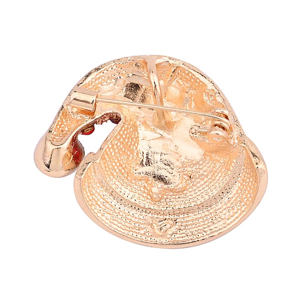 Red And White Austrian Crystal And Enameled Christmas Cap Brooch In Goldtone Jewelry Gift For Women Christmas Cap Pin