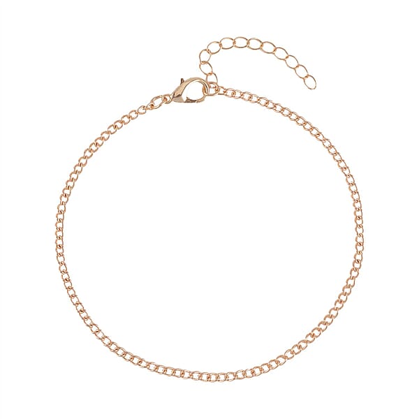 Red Austrian Crystal Enameled Set Of 3 Charms Anklet In Goldtone 10-12 Inches