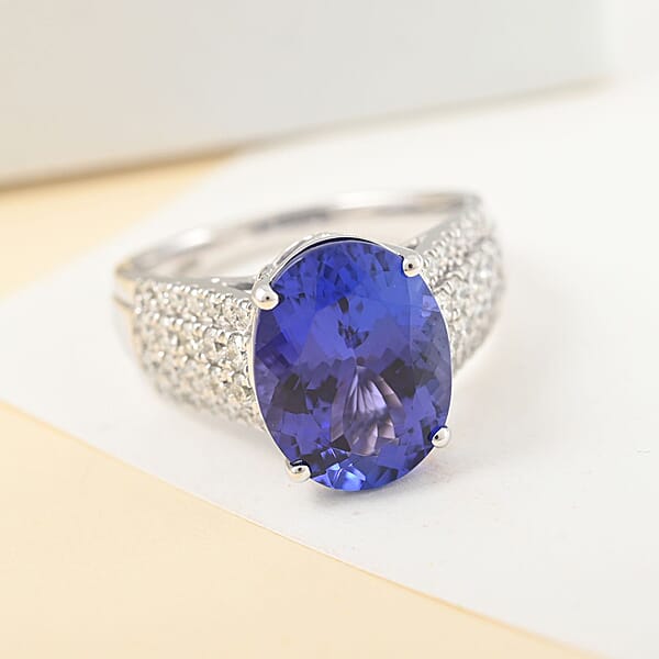 Red Carpet Collection Certified & Appraised Rhapsody AAAA Tanzanite And E-F VS Diamond 6.60 Ctw Ring In 950 Platinum 9.55 Grams