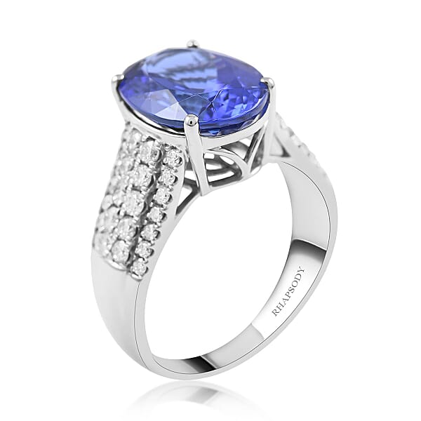 Red Carpet Collection Certified & Appraised Rhapsody AAAA Tanzanite And E-F VS Diamond 6.60 Ctw Ring In 950 Platinum 9.55 Grams