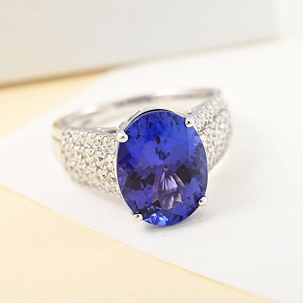 Red Carpet Collection Certified & Appraised Rhapsody AAAA Tanzanite And E-F VS Diamond 6.60 Ctw Ring In 950 Platinum 9.55 Grams