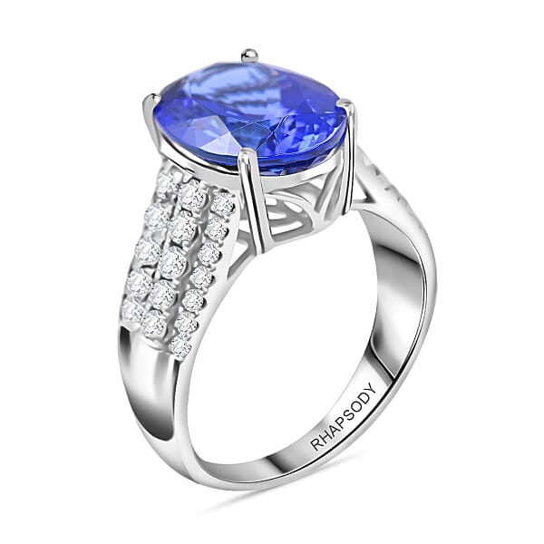 Red Carpet Collection Certified & Appraised Rhapsody AAAA Tanzanite And E-F VS Diamond 6.60 Ctw Ring In 950 Platinum 9.55 Grams