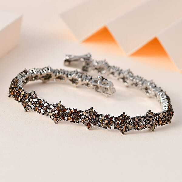 Red Diamond Bracelet In Platinum Over Sterling Silver (7.25 In) 5.00 Ctw