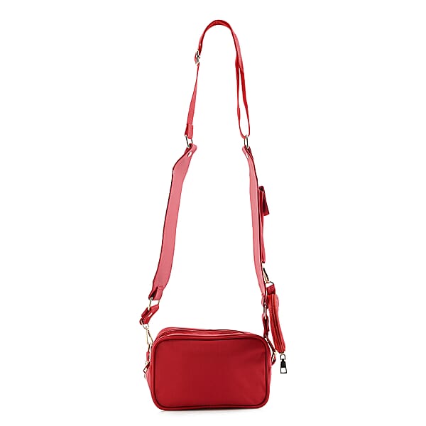 Red Intricate Tribal Pattern Pochette Belt Handbag With Flap Pocket