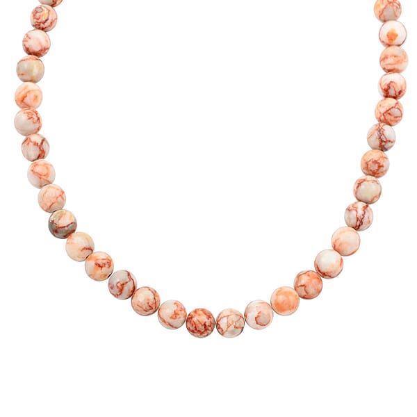 Red Mesh Work Jasper Beaded 300.00 Ctw Necklace 18 Inches In Sterling Silver