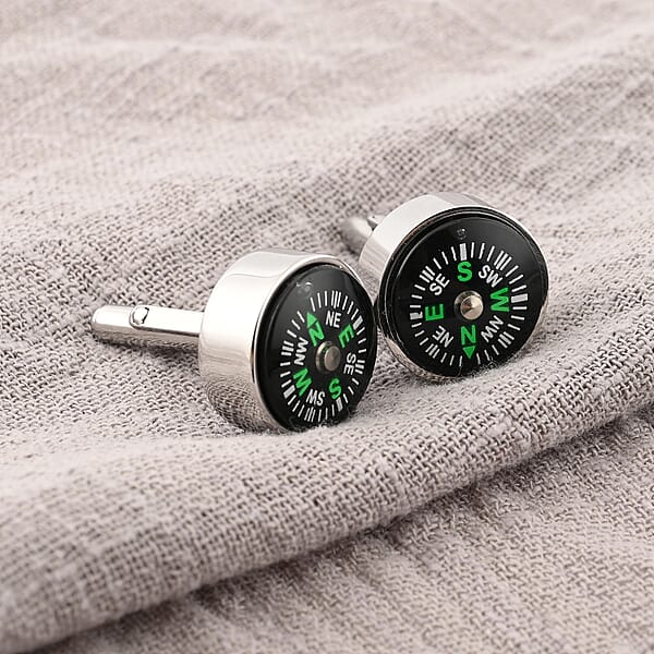 Resin Compass Shape Cufflink In Stainless Steel
