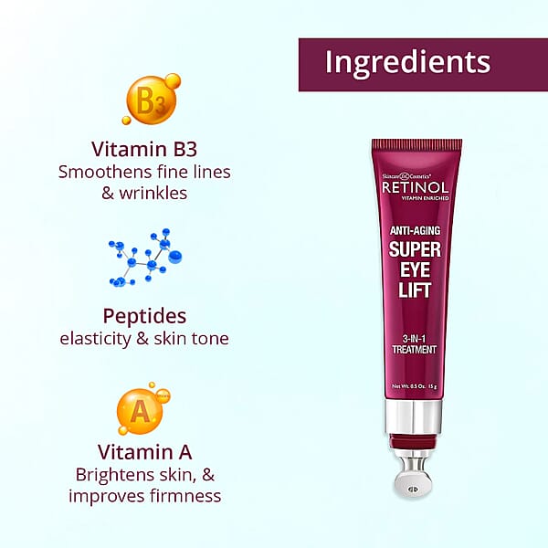 Retinol Vitamin Enriched Super Eye Lift 3-in-1 Treatment (0.5oz) Made In US