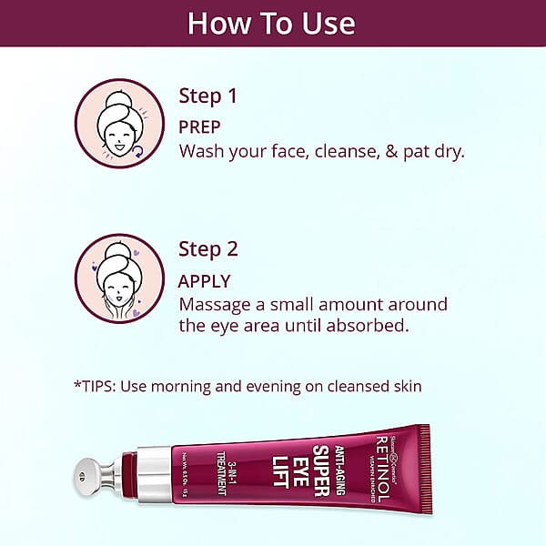 Retinol Vitamin Enriched Super Eye Lift 3-in-1 Treatment (0.5oz) Made In US
