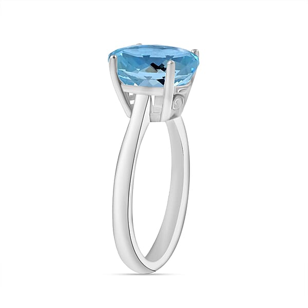 Rhapsody 18K White Gold AAAA Santa Maria Aquamarine Solitaire Ring 5.50 Grams 2.60 Ctw (Del. In 10-12 Days)