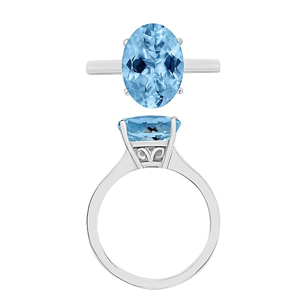 Rhapsody 18K White Gold AAAA Santa Maria Aquamarine Solitaire Ring 5.50 Grams 2.60 Ctw (Del. In 10-12 Days)