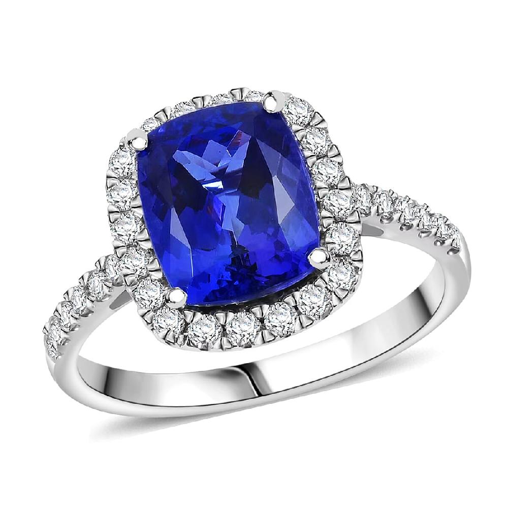 Rhapsody 4 ctw AAAA Tanzanite and Diamond E-F VS Ring in 950 Platinum with Appraised Certificate 5.91 Grams