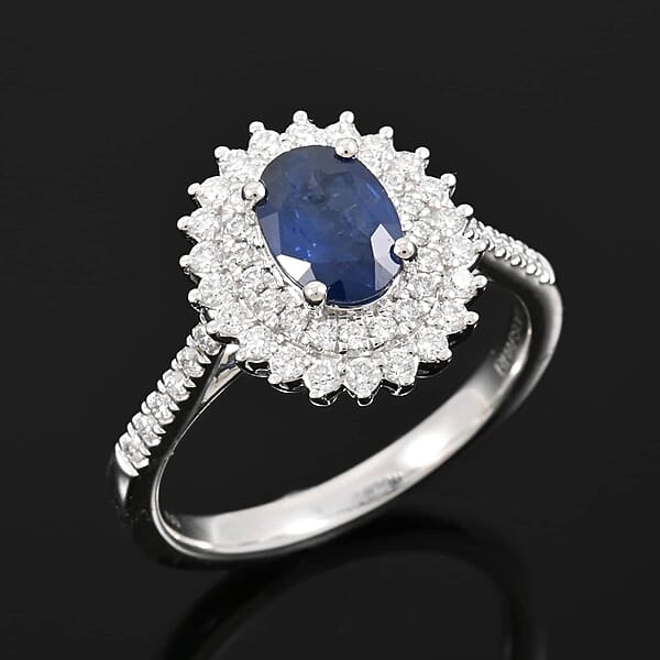 Rhapsody 950 Platinum AAAA Andranondambo Blue Sapphire Diamond (E-F VS) (0.40 Cts) Ring (5.65 G) 1.35 Ctw