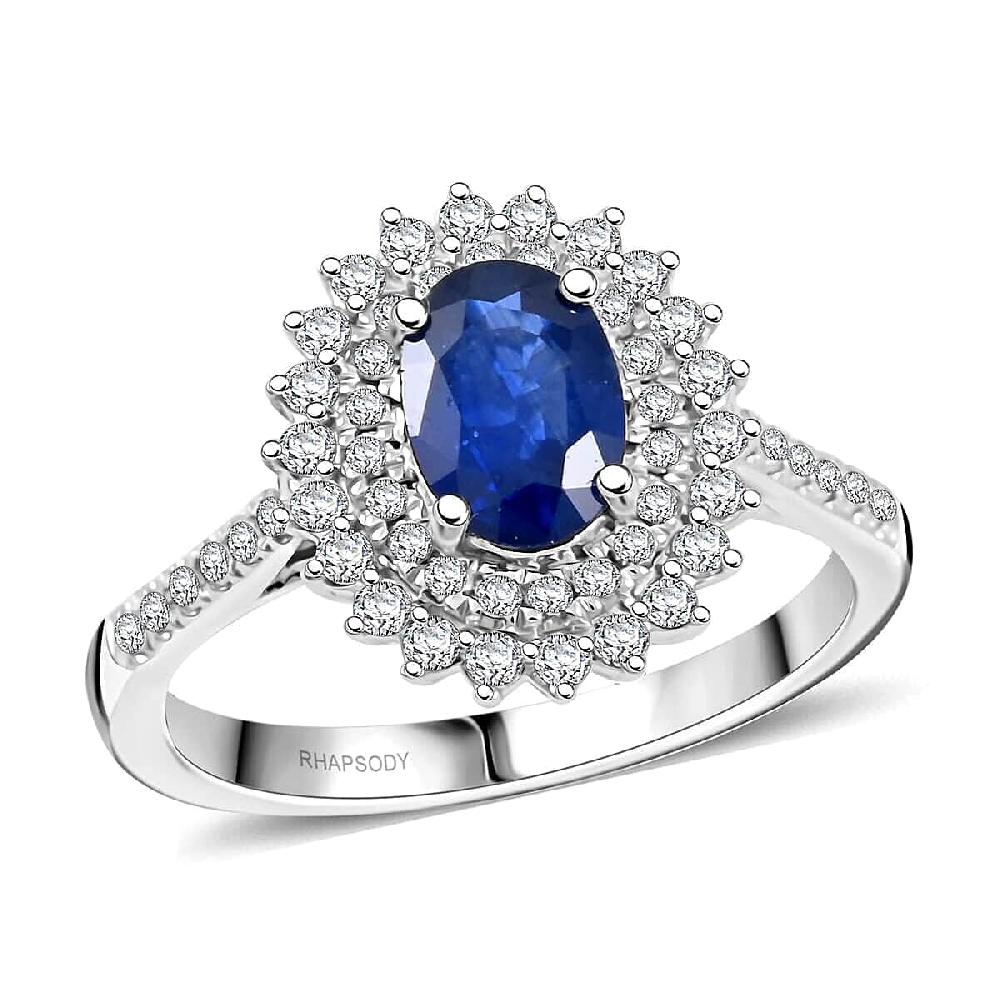 Rhapsody 950 Platinum AAAA Andranondambo Blue Sapphire Diamond (E-F VS) (0.40 cts) Ring (5.65 g) 1.35 ctw