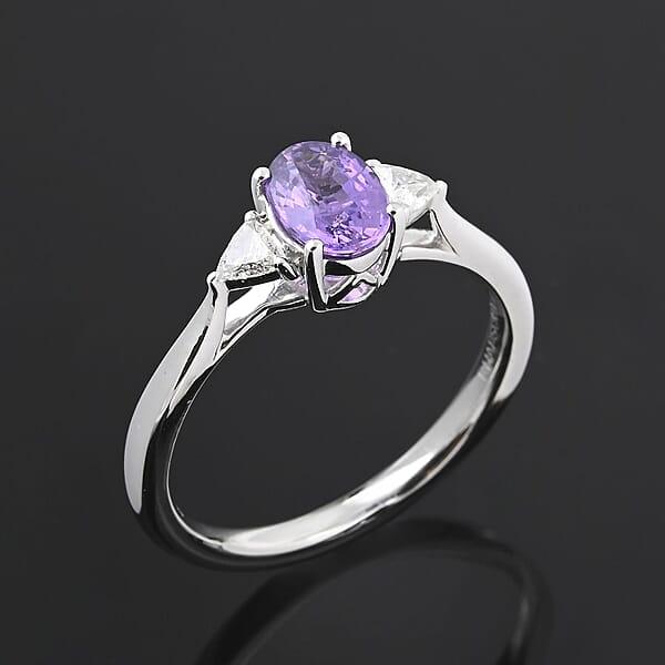 Rhapsody 950 Platinum AAAA Madagascar Purple Sapphire And E-F VS Diamond Ring 4.45 Grams 1.05 Ctw